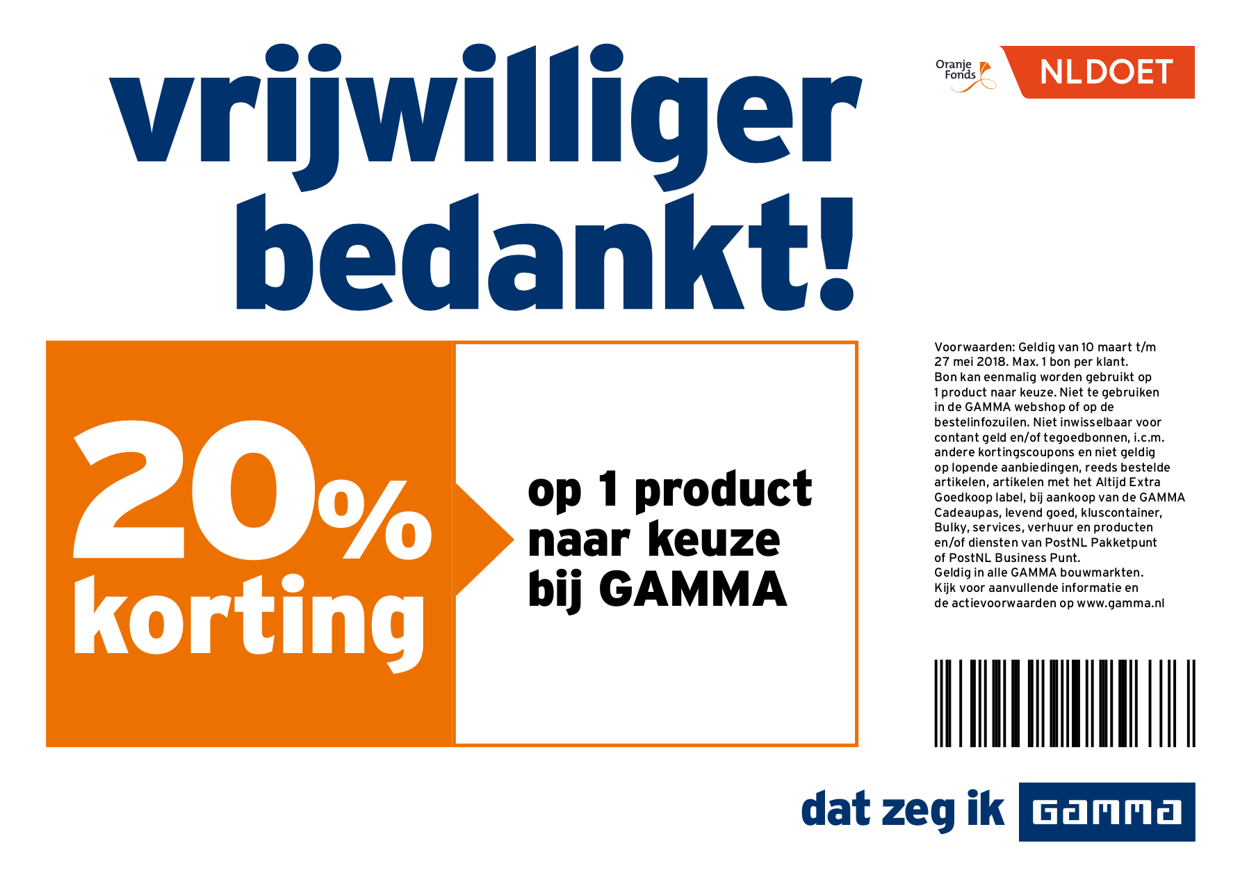 Gamma kortingskaart vrijwilligers digitaal